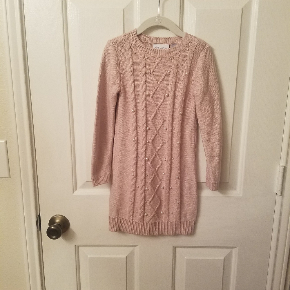 BOGO🔥Girl's Knit Sweater Dress with Pearls